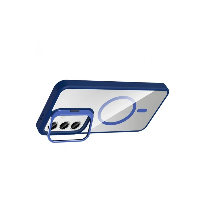 CPT05 Samsung Galaxy S24 FE Remim Lensli Magsafe Standlı Kapak - Lacivert