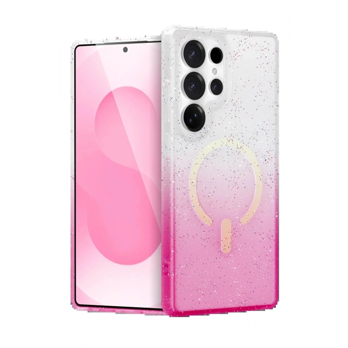 CPT05 Samsung Galaxy S24 Ultra Pummel Shiny Magsafe Kapak - Pembe