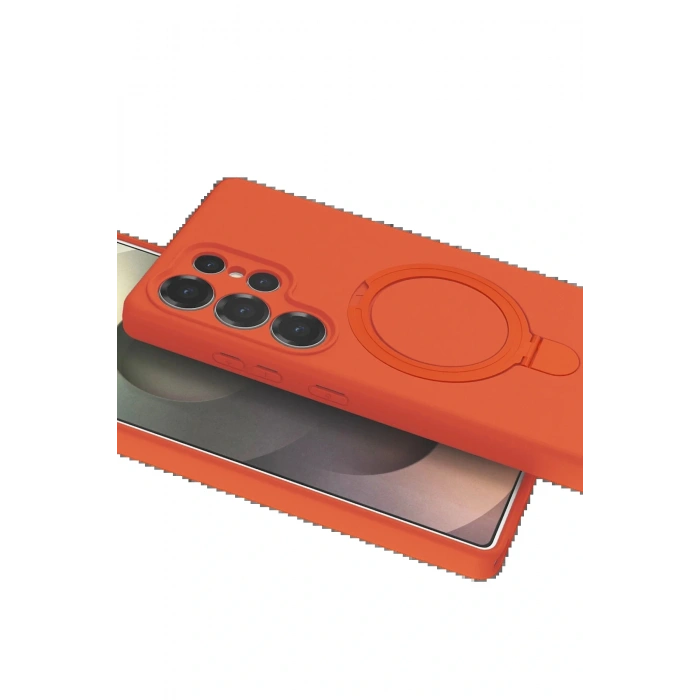 CPT05 Samsung Galaxy S24 Ultra Regal Magsafe Standlı Kapak - Turuncu