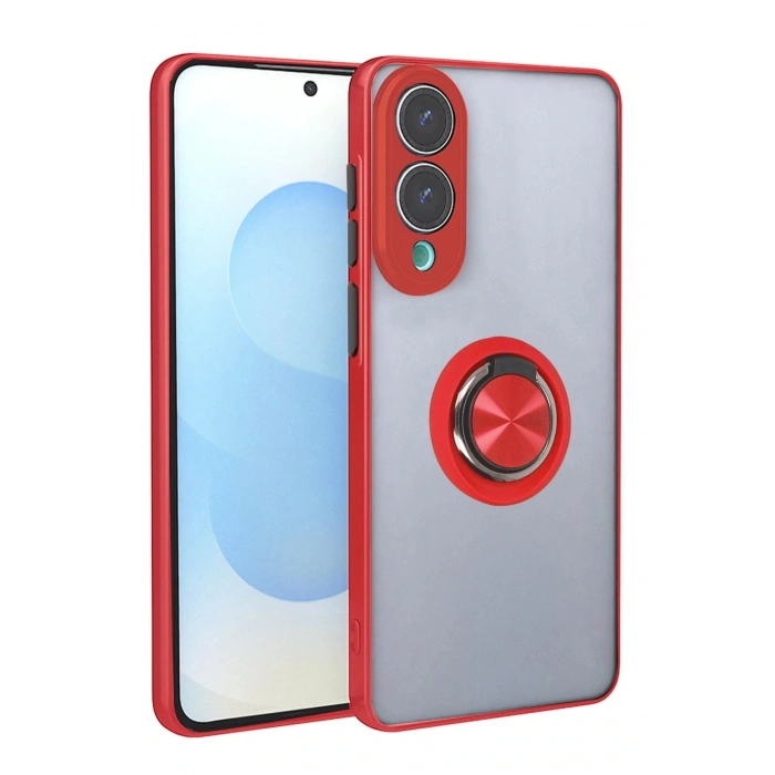 CPT05 Samsung Galaxy S25 Edge Kılıf Montreal Yüzüklü Silikon Kapak - Kırmızı