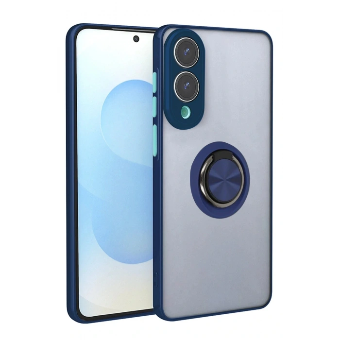 CPT05 Samsung Galaxy S25 Edge Kılıf Montreal Yüzüklü Silikon Kapak - Lacivert