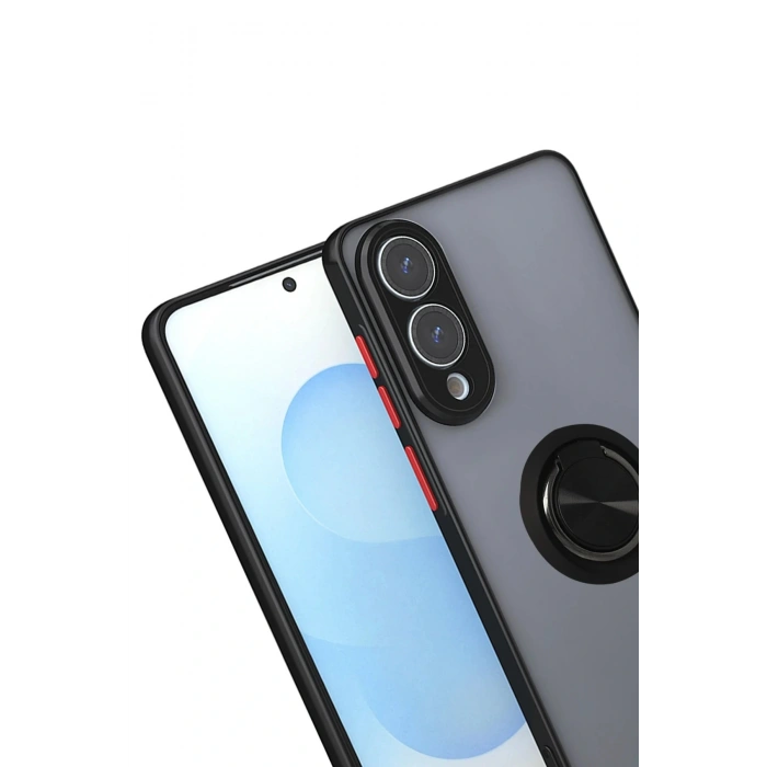 CPT05 Samsung Galaxy S25 Edge Kılıf Montreal Yüzüklü Silikon Kapak - Siyah