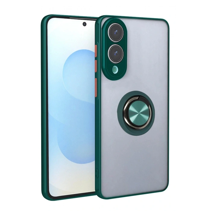 CPT05 Samsung Galaxy S25 Edge Kılıf Montreal Yüzüklü Silikon Kapak - Yeşil