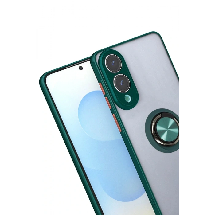 CPT05 Samsung Galaxy S25 Edge Kılıf Montreal Yüzüklü Silikon Kapak - Yeşil