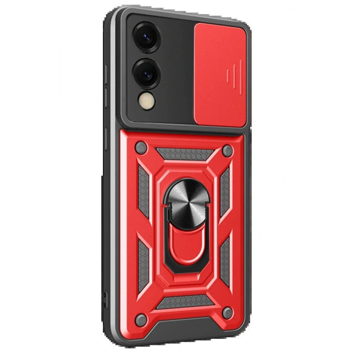 CPT05 Samsung Galaxy S25 Edge Pars Lens Yüzüklü Silikon - Kırmızı