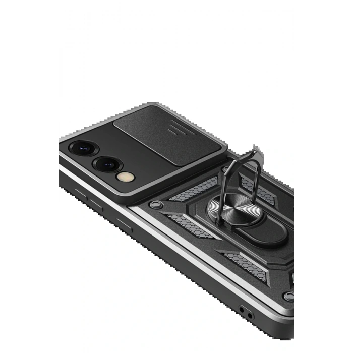 CPT05 Samsung Galaxy S25 Edge Pars Lens Yüzüklü Silikon - Siyah