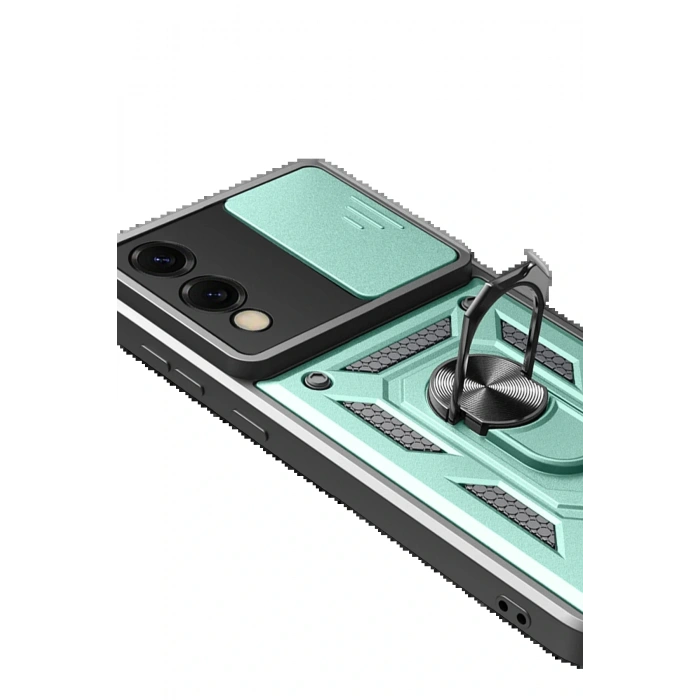 CPT05 Samsung Galaxy S25 Edge Pars Lens Yüzüklü Silikon - Yeşil