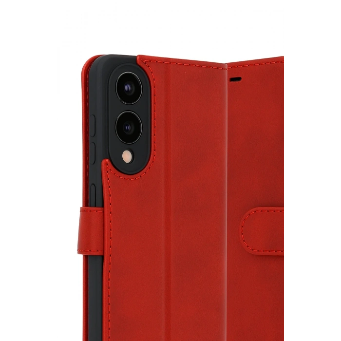 CPT05 Samsung Galaxy S25 Edge Trend S Plus Kapaklı Kılıf - Kırmızı