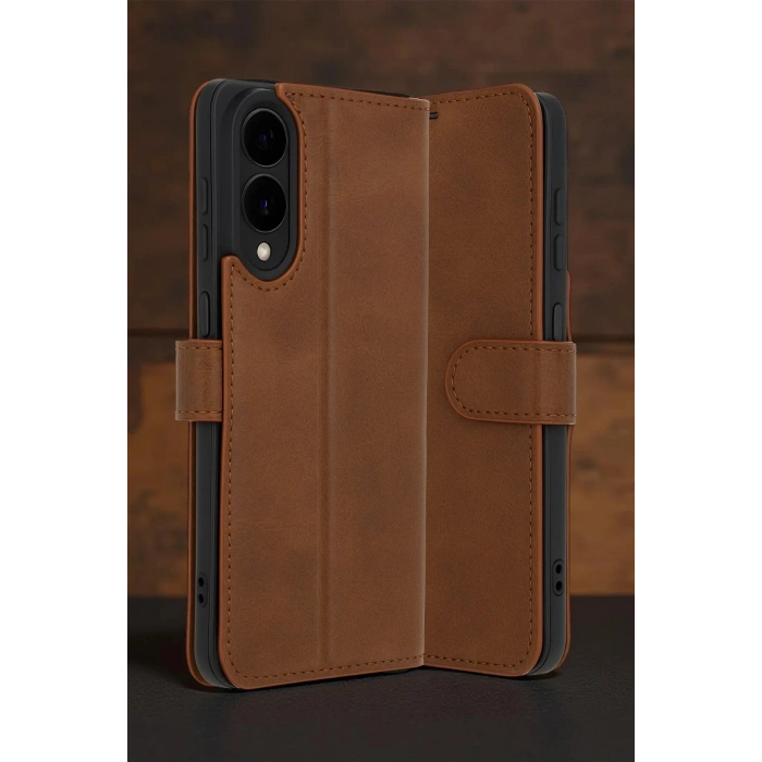 CPT05 Samsung Galaxy S25 Edge Trend S Plus Kapaklı Kılıf - Taba