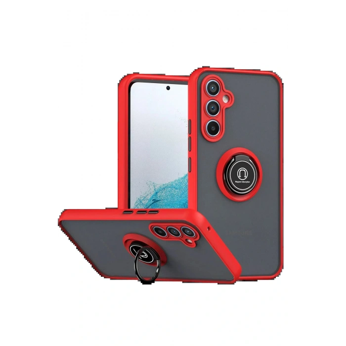 CPT05 Samsung Galaxy S25 FE Montreal Yüzüklü Silikon Kapak - Kırmızı