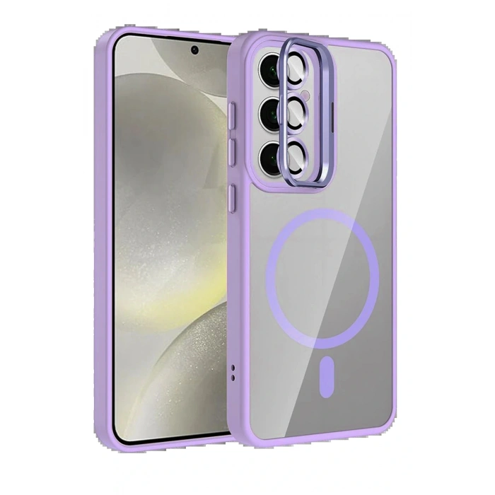 CPT05 Samsung Galaxy S25 FE Remim Lensli Magsafe Standlı Kapak - Lila