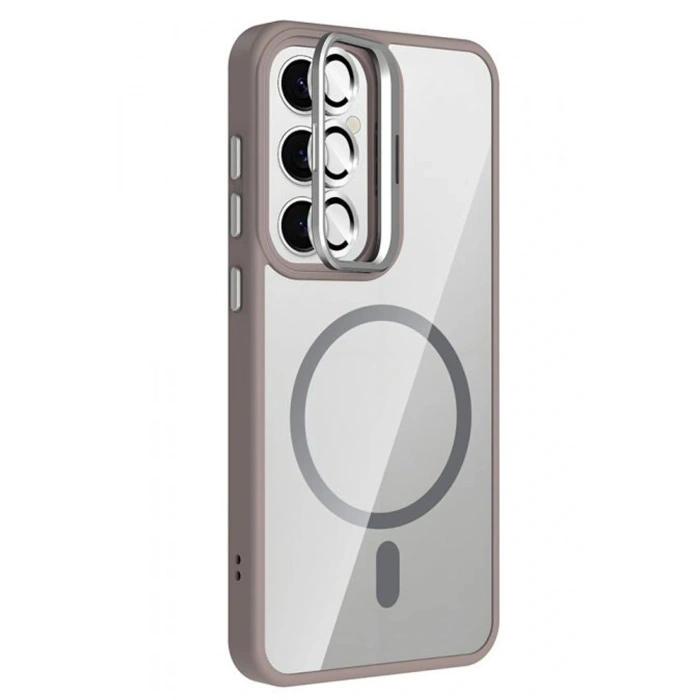 CPT05 Samsung Galaxy S25 FE Remim Lensli Magsafe Standlı Kapak - Titan Gri