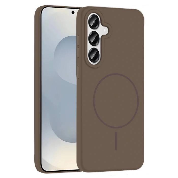 CPT05 Samsung Galaxy S25 Plus Kılıf Jully Magsafe Kapak - Kahverengi