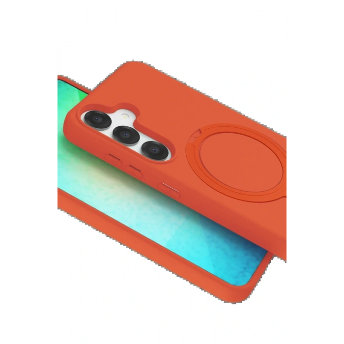 CPT05 Samsung Galaxy S25 Regal Magsafe Standlı Kapak - Turuncu