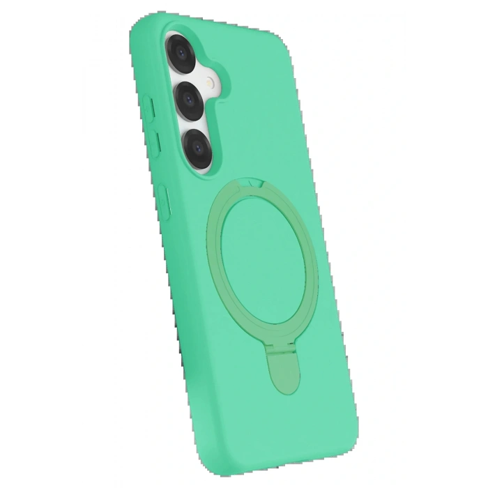 CPT05 Samsung Galaxy S25 Regal Magsafe Standlı Kapak - Yeşil