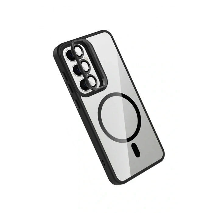 CPT05 Samsung Galaxy S25 Remim Lensli Magsafe Standlı Kapak - Siyah