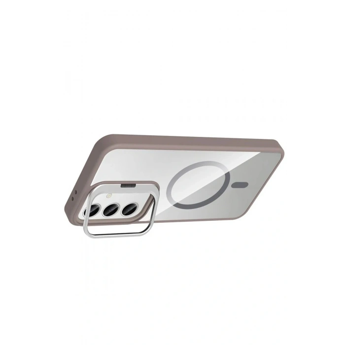 CPT05 Samsung Galaxy S25 Remim Lensli Magsafe Standlı Kapak - Titan Gri