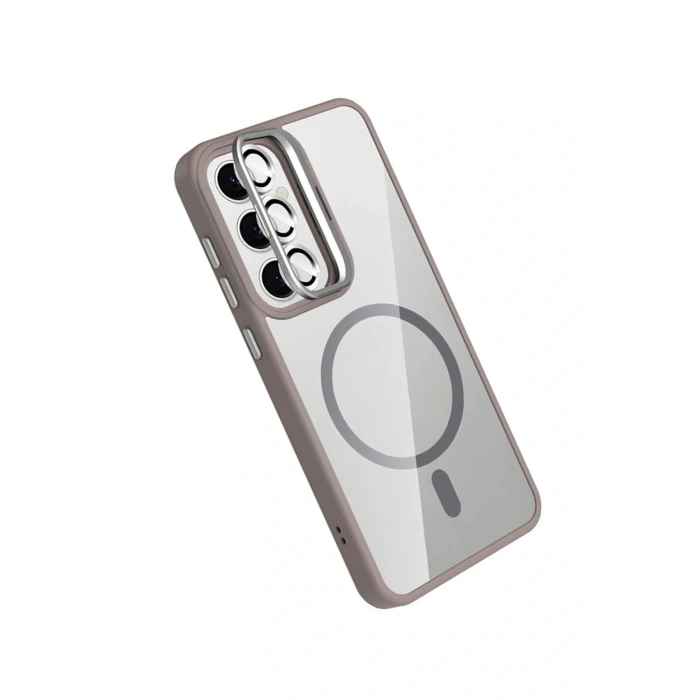 CPT05 Samsung Galaxy S25 Remim Lensli Magsafe Standlı Kapak - Titan Gri