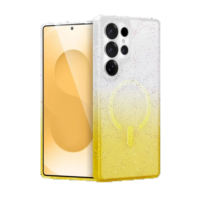 CPT05 Samsung Galaxy S25 Ultra Pummel Shiny Magsafe Kapak - Gold