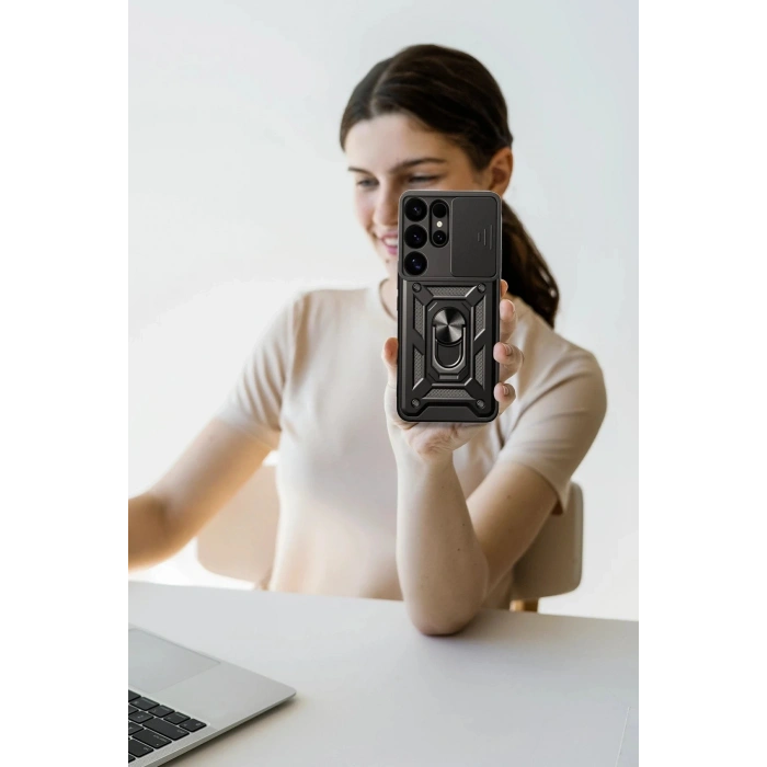 CPT05 Samsung Galaxy S26 Ultra Pars Lens Yüzüklü Silikon - Kırmızı