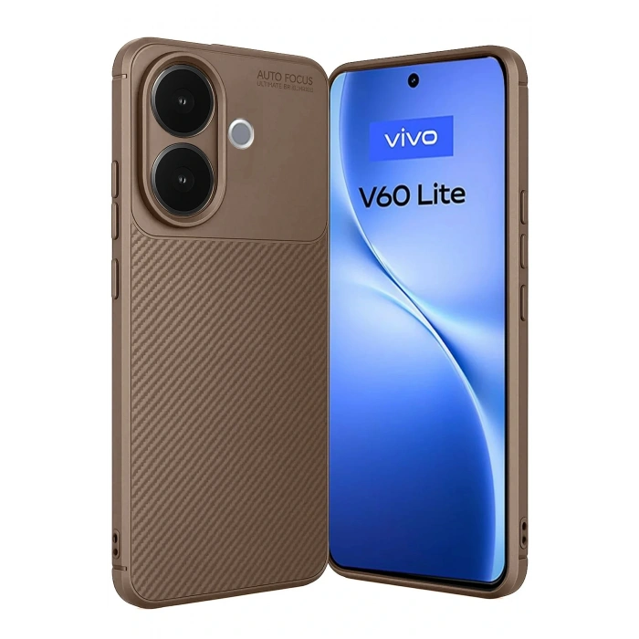 CPT05 Vivo V60 Lite Auto Focus Karbon Kapak - Kahverengi