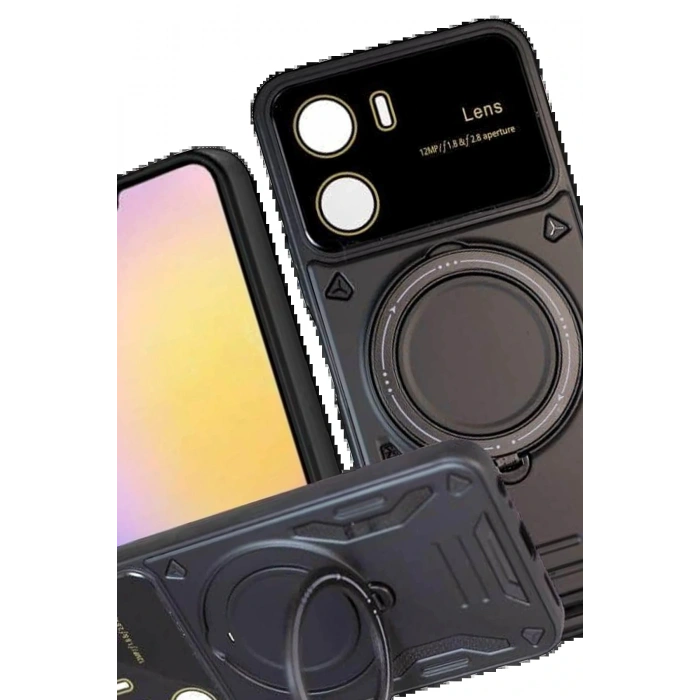 CPT05 Vivo Y16 Kılıf Joy Lens Standlı Kapak - Siyah