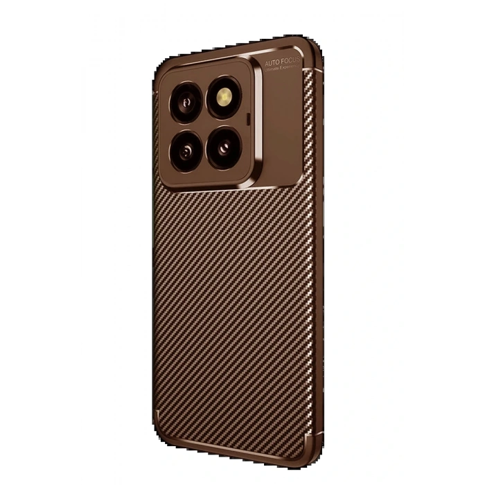 CPT05 Xiaomi Mi 14T Pro Kılıf Auto Focus Karbon Kapak - Kahverengi