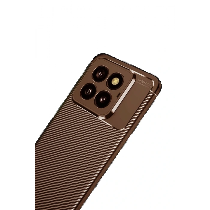 CPT05 Xiaomi Mi 14T Pro Kılıf Auto Focus Karbon Kapak - Kahverengi