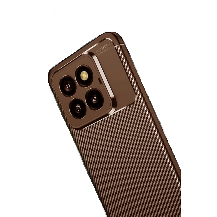 CPT05 Xiaomi Mi 14T Pro Kılıf Auto Focus Karbon Kapak - Kahverengi