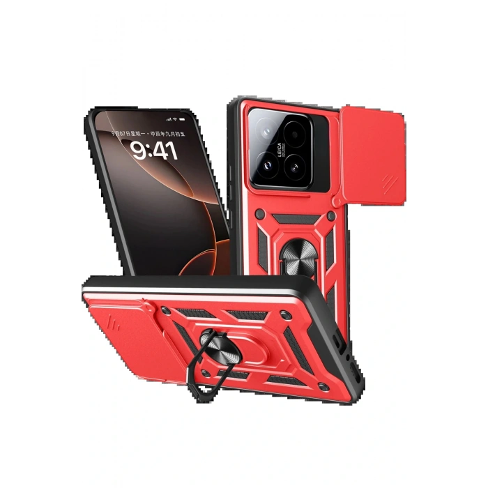 CPT05 Xiaomi Mi 15T Pars Lens Yüzüklü Silikon - Kırmızı