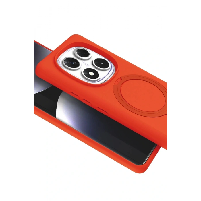 CPT05 Xiaomi Redmi Note 14 Pro 5G Regal Magsafe Standlı Kapak - Turuncu