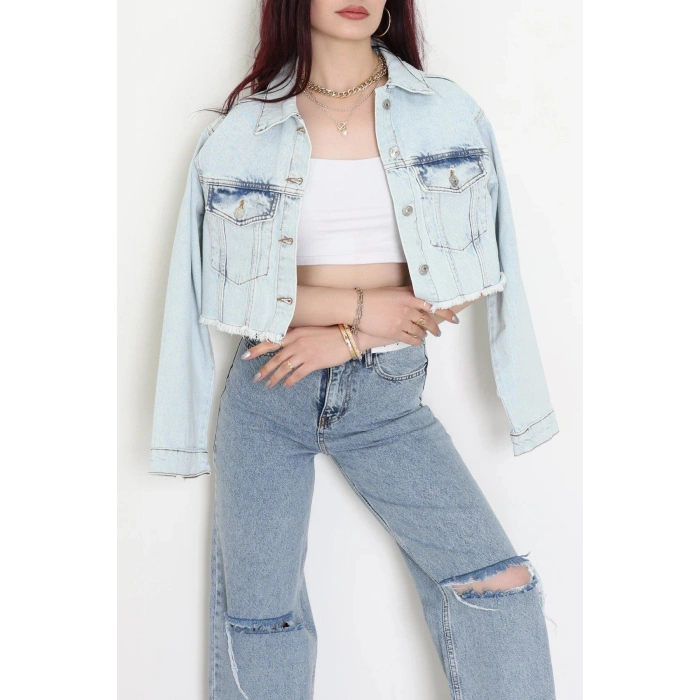 Crop Kot Ceket Açık Mavi - 2719.1367.