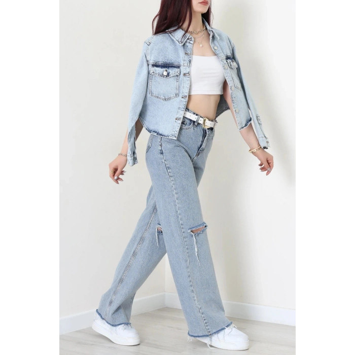 Crop Kot Ceket Mavi - 2721.1367.