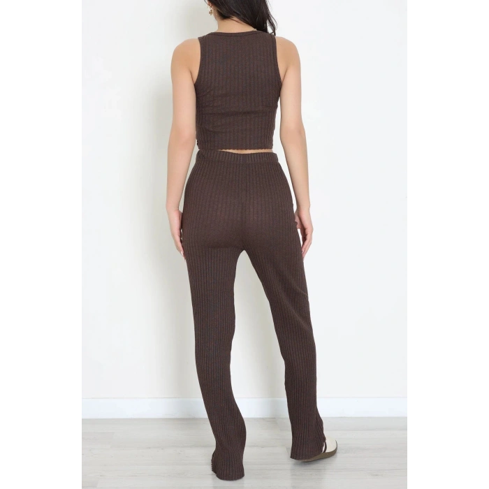Crop Pantolon İkili Kaşkorse Takım Kahve - 71040.1748.