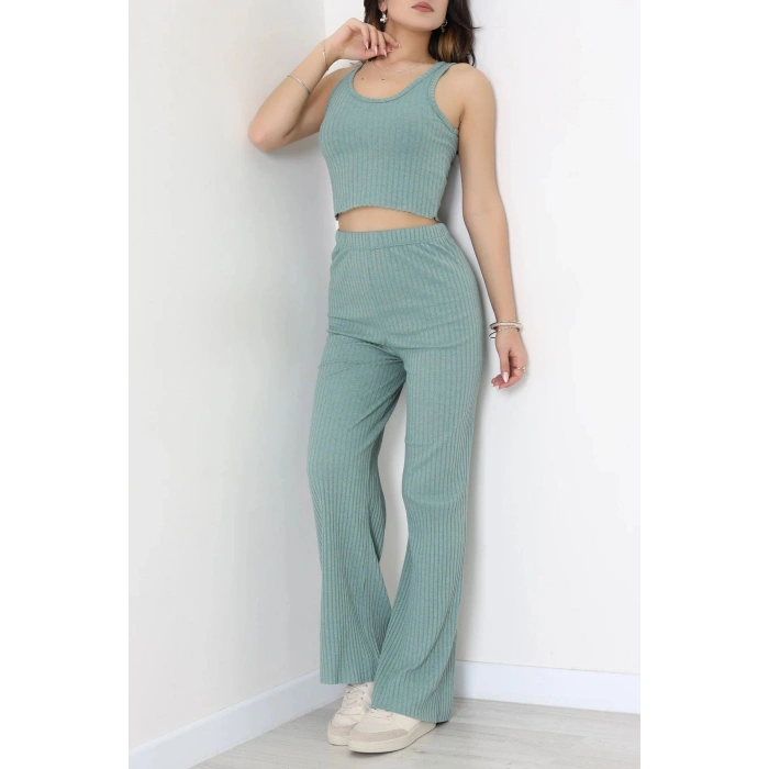 Crop Pantolon İkili Kaşkorse Takım Mint - 71040.1748.