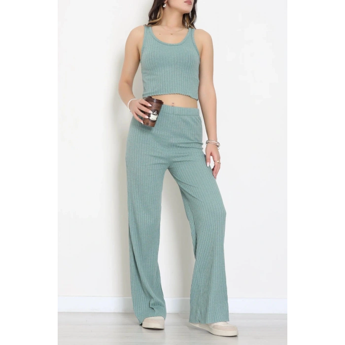 Crop Pantolon İkili Kaşkorse Takım Mint - 71040.1748.