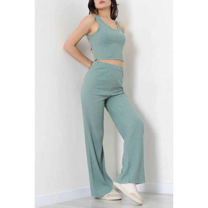 Crop Pantolon İkili Kaşkorse Takım Mint - 71040.1748.