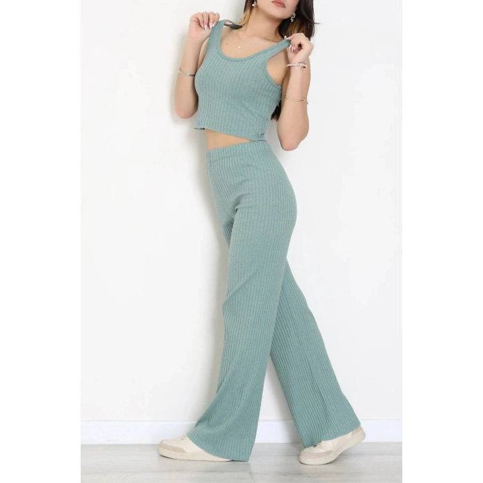 Crop Pantolon İkili Kaşkorse Takım Mint - 71040.1748.