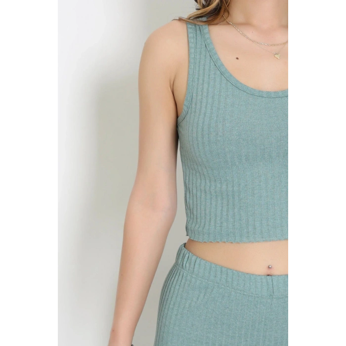 Crop Pantolon İkili Kaşkorse Takım Mint - 71040.1748.