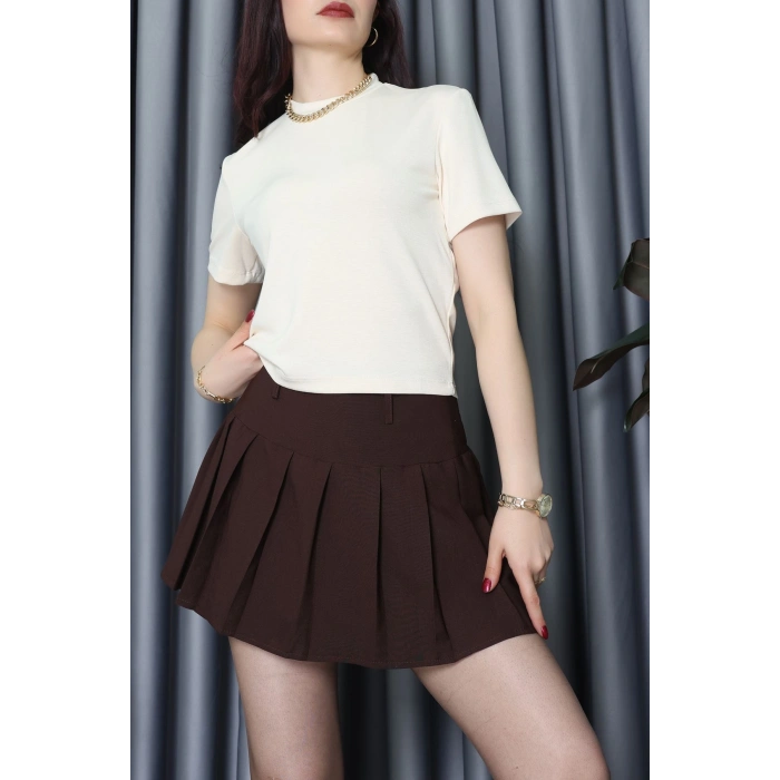 Crop Tişört Krem - 50643.444.