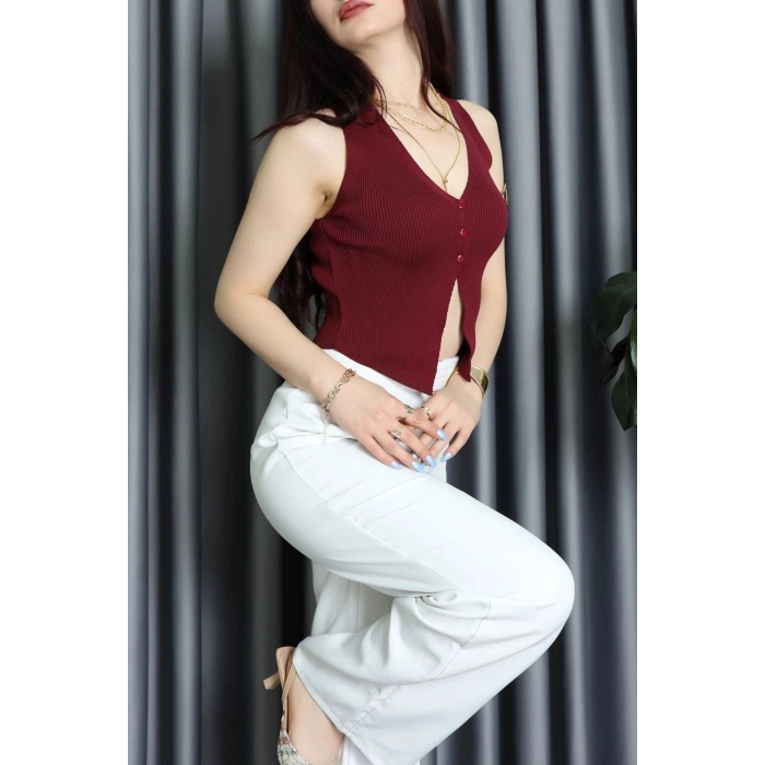 Crop Yelek Bordo - 10023.251.