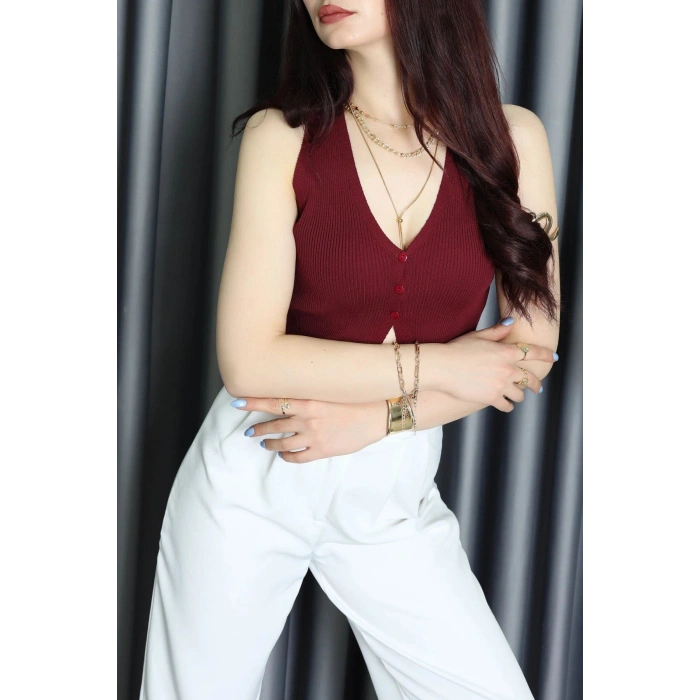 Crop Yelek Bordo - 10023.251.