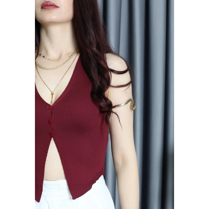 Crop Yelek Bordo - 10023.251.