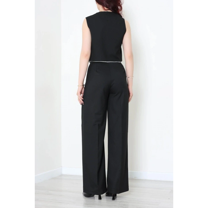 Crop Yelek Pantolon Takım Siyah - 7565.1437.
