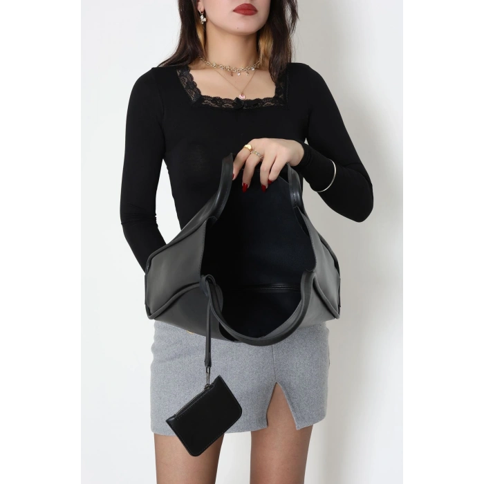 Cüzdanlı Kol Çantası Siyah - 3028.1853.