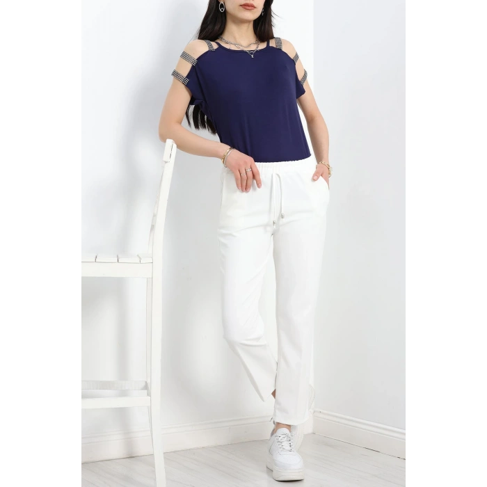 Dabıl Bağcıklı Pantolon Beyaz - 20138.1884.