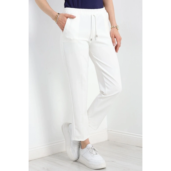 Dabıl Bağcıklı Pantolon Beyaz - 20138.1884.