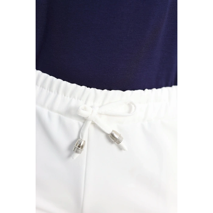 Dabıl Bağcıklı Pantolon Beyaz - 20138.1884.