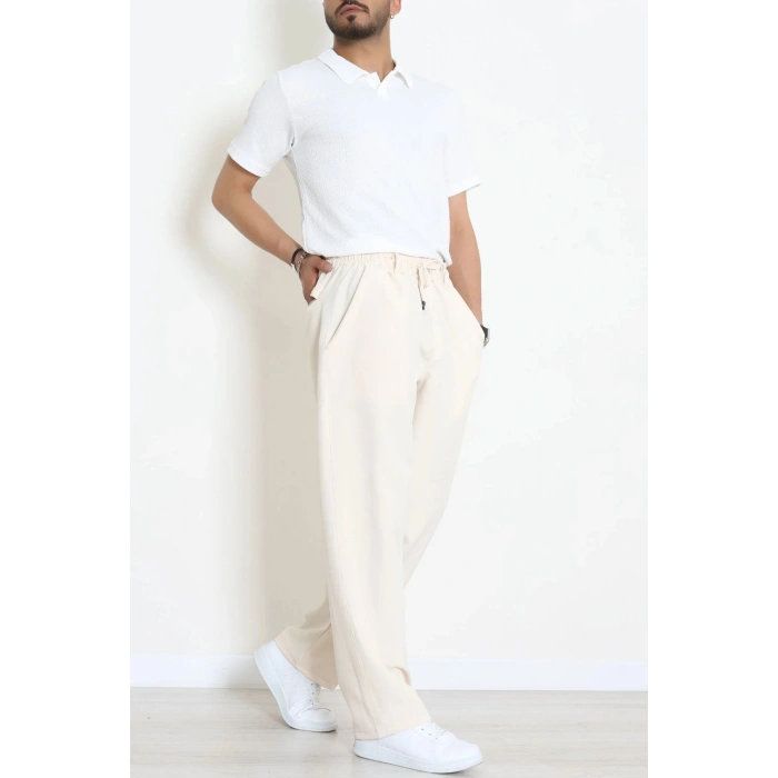 Dabıl Beli Lastikli Baggy Erkek Pantolon Bej - 71219.1937.