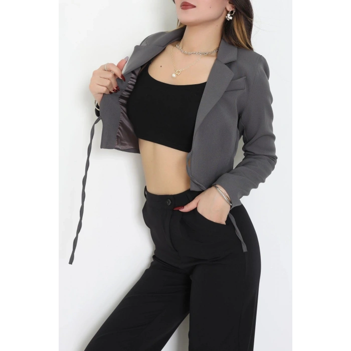 Dabıl Kumaş Astarlı Blazer Ceket Antrasit - 2138.1991.